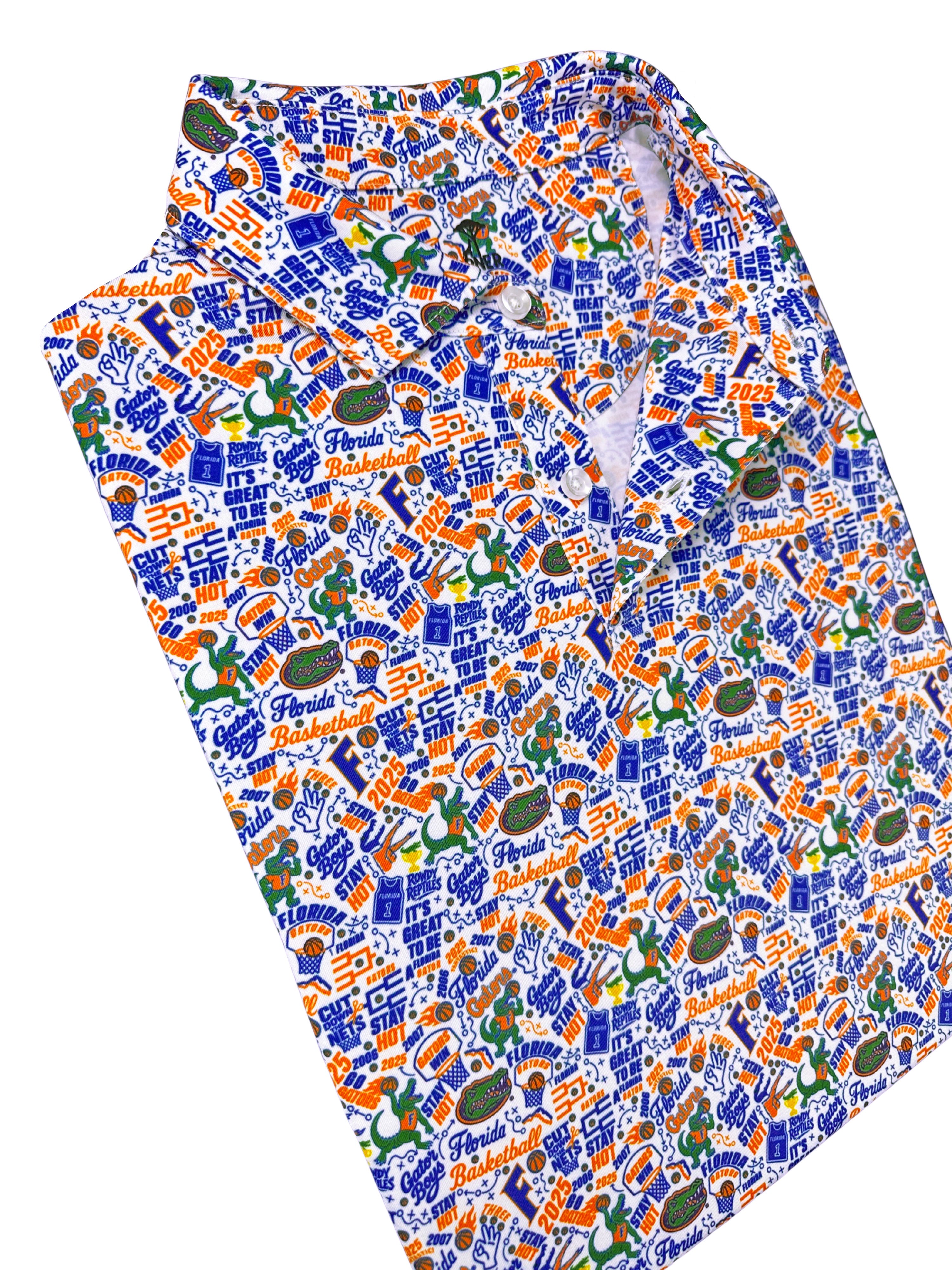 The UF Gator Basketball Print Polo